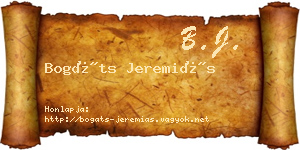 Bogáts Jeremiás névjegykártya